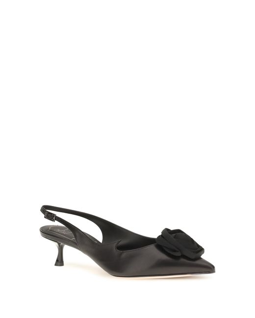 Roger Vivier Black Rose Vivier Slingback Pumps