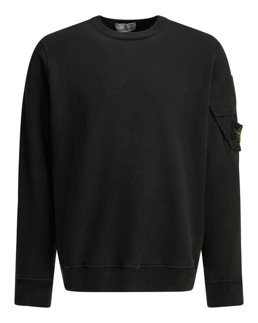 Stone Island Black Crewneck Sweatshirt With Logo for men