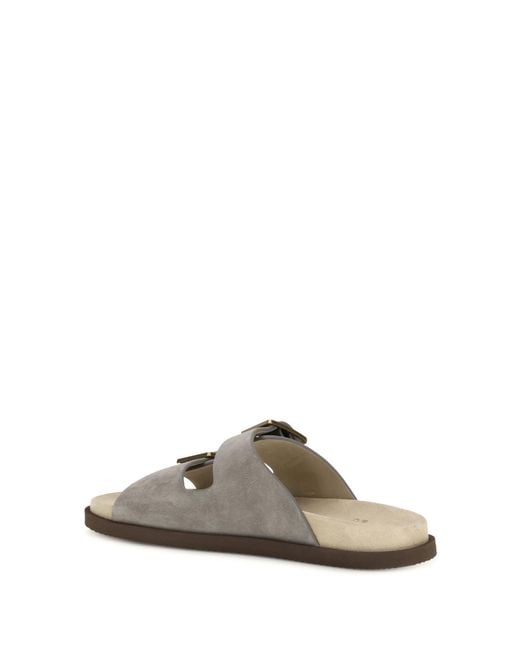 Brunello Cucinelli White Suede Sandals for men