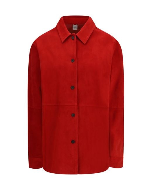 Totême Red Suede Shirt Jacket