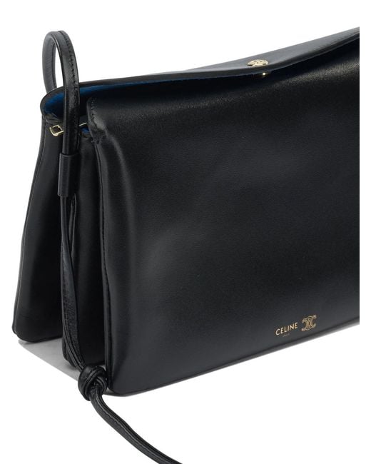 Céline Black "Trio Flap" Small Shoulder Bag