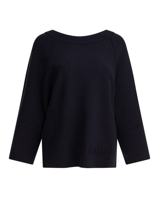 Max Mara Pure Blue Viscose And Wool Over Sweater Knitwear