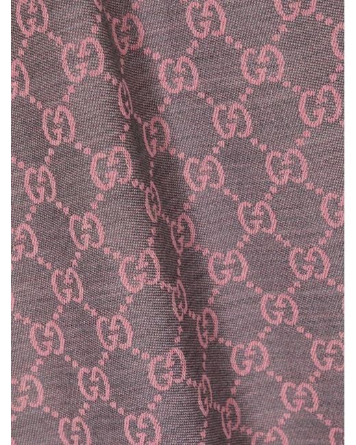 Gucci Purple Wool Scarf With Gg