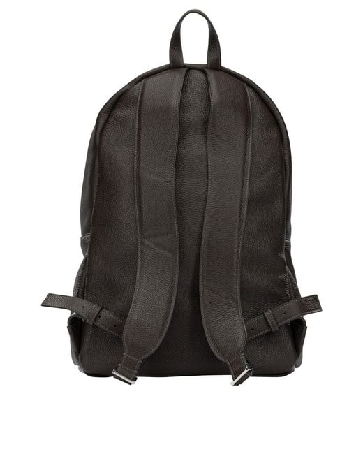 Santoni Black Casual Leather Backpack for men