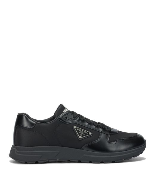 Men's Black Re-Nylon And Leather "Prax 01" Trainers
