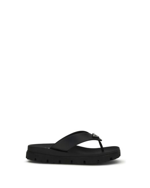 Prada White Leather Flip-Flop Sandals for men