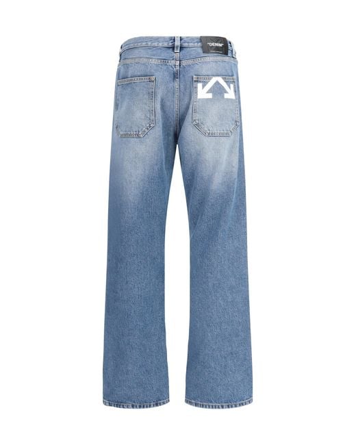 Off-White c/o Virgil Abloh Blue Half Arrow Slim Relaxed Jeans
