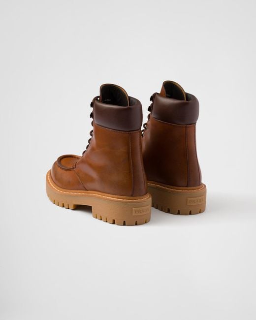 Prada Brown Leather Ankle Boots