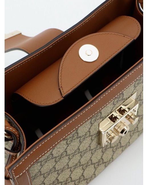 Gucci Brown Padlock Handbag With Shoulder Strap