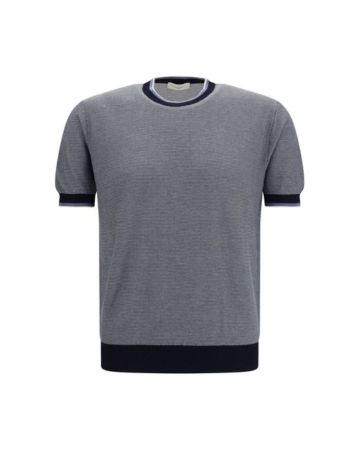 Piacenza Cashmere Gray Short-Sleeve Cotton Polo for men