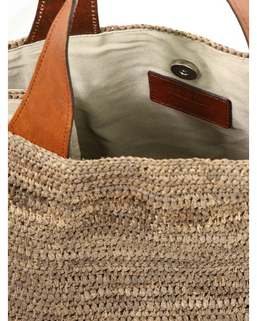 IBELIV Brown Onjadark Tea Raffia Leather Handbag