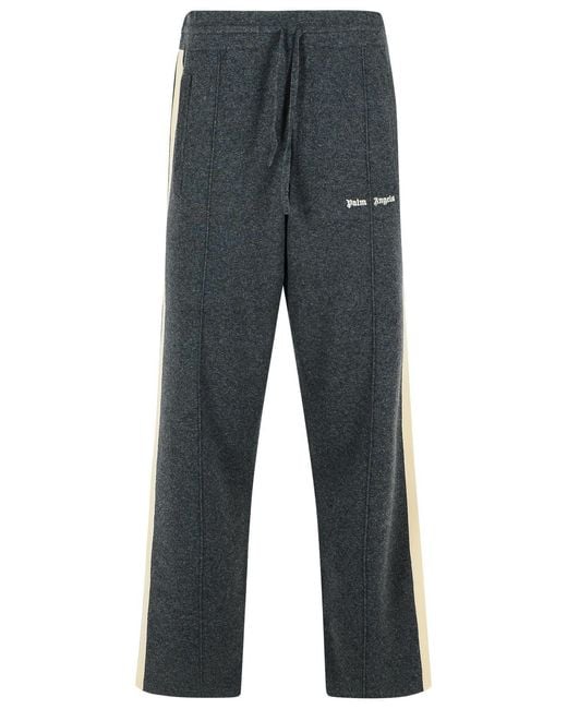 Palm Angels Gray Dark Wool Blend Trousers for men