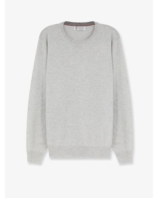 Brunello Cucinelli White Cashmere Sweater for men