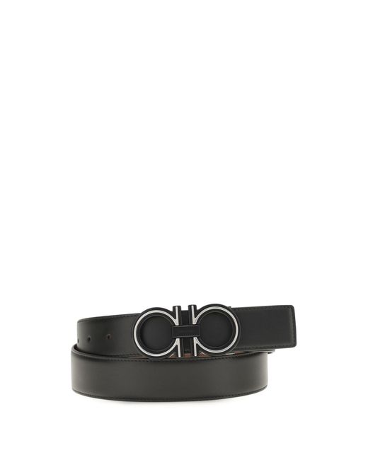 Ferragamo White Belt Reversible Leather Patterned for men