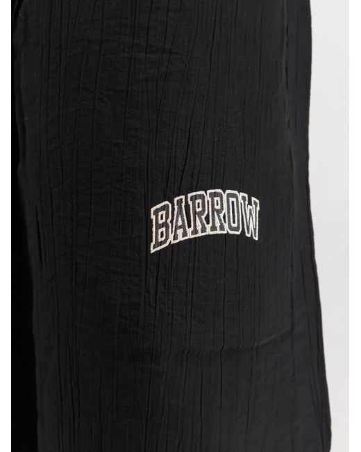 Barrow Black Viscose Blend Bermuda Shorts With Logo Print for men