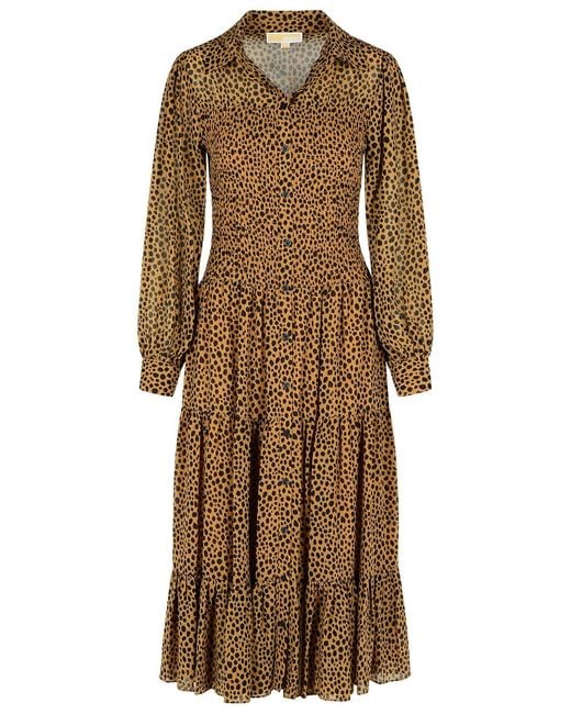 MICHAEL Michael Kors Natural 'Leopardato' Polyester Dress