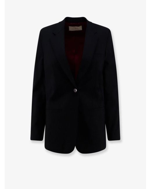 Alysi Black Single-Breasted Stretch Virgin Wool Blazer