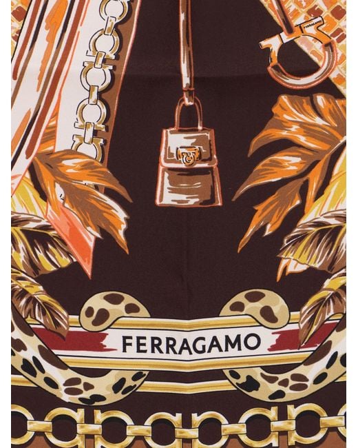 Ferragamo Brown Felindra Silk Foulard