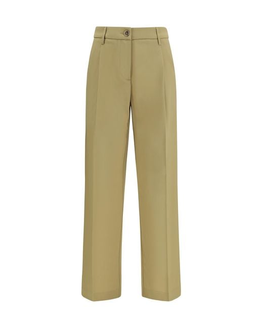 Cruna Green Pants Wide-Leg Virgin Wool