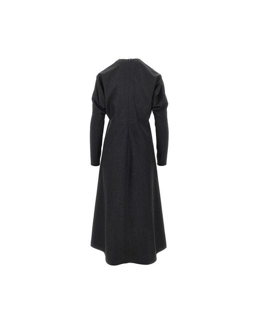 Victoria Beckham Black Wool Dolman Midi Dress