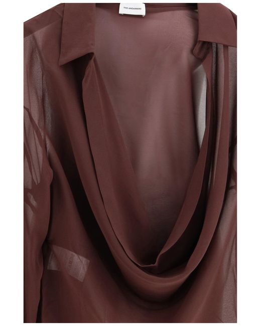 ANDAMANE Brown Draped Shirt