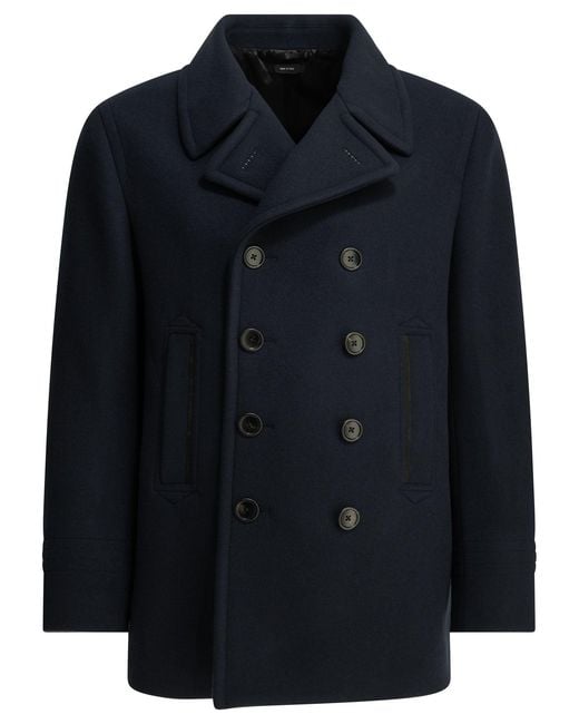 Tom Ford Blue Short Wool Felt Coat for men
