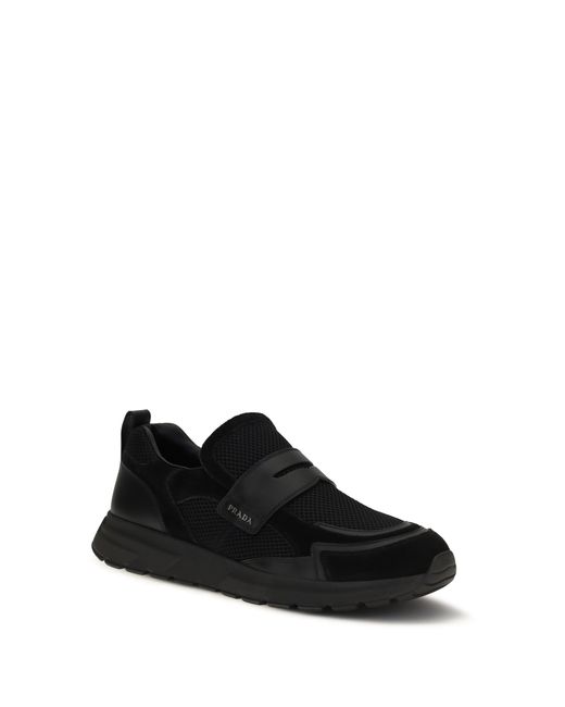 Prada Black Sport Mesh Loafers for men