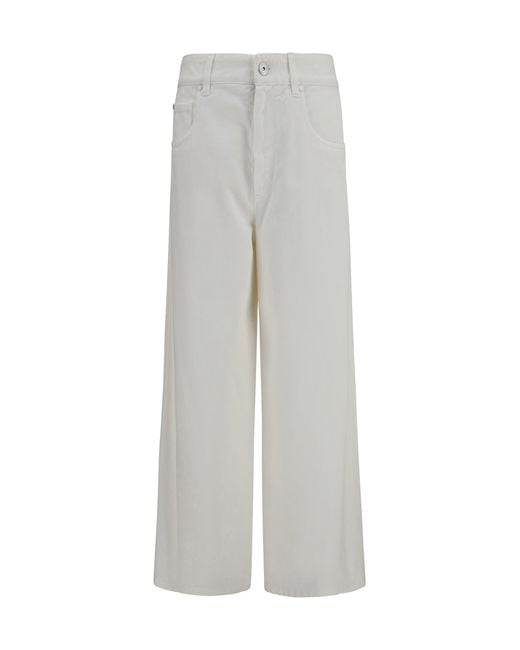 Brunello Cucinelli Gray High-Rise Palazzo Jeans Panama