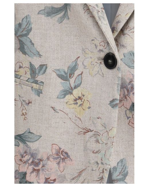 Forte_forte Gray Forte_Forte Peonia My Love Motif Hopsack Linen-Blend Jacket