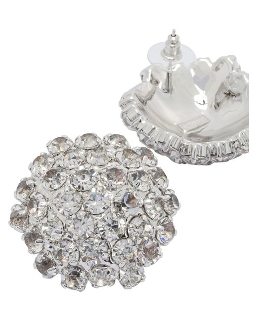 Self-Portrait White Earrings With Crystals