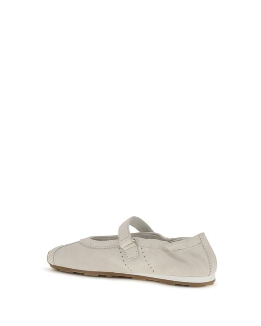 Miu Miu White Ballerina Flats Plume Suede