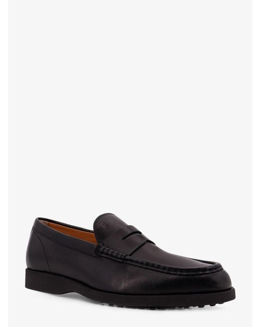 Tod's Black Leather Loafers for men