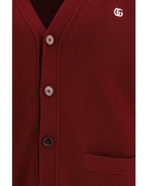 Gucci Red Wool Cashmere Cardigan for men