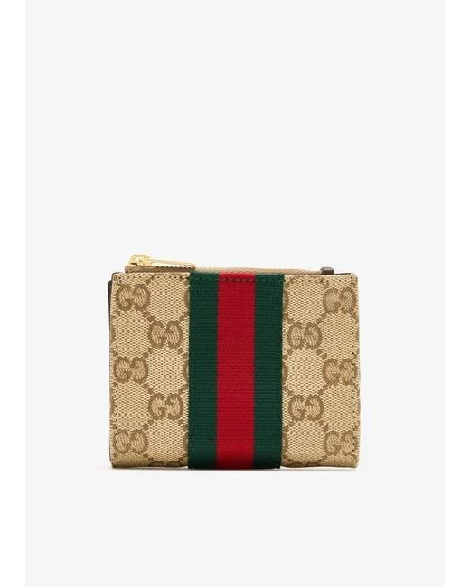 Gucci White Gg Wallet With Web Detail