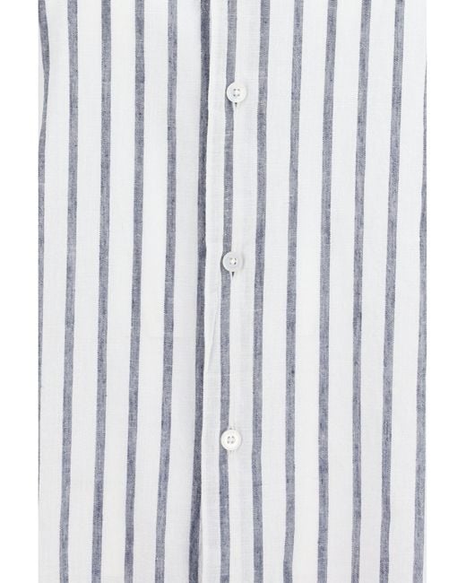 Brooksfield White Shirt Spread Collar Cotton-Linen for men