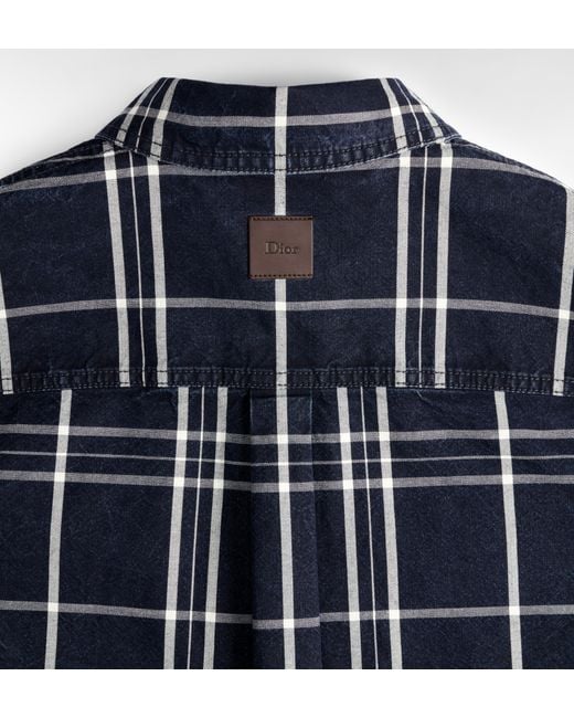 Dior Blue Overshirt Denim Jacket Check for men
