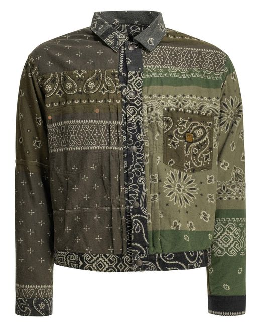Kapital Black Flannel Reversible Bandana Overshirt Jacket for men