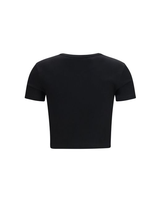 Fendi Black T-Shirt Cropped Ribbed Cotton
