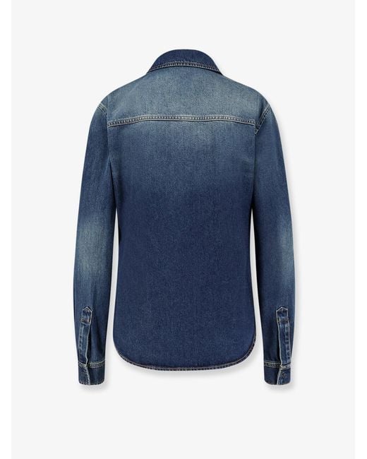 Gucci Blue Denim Shirt With Embroidery