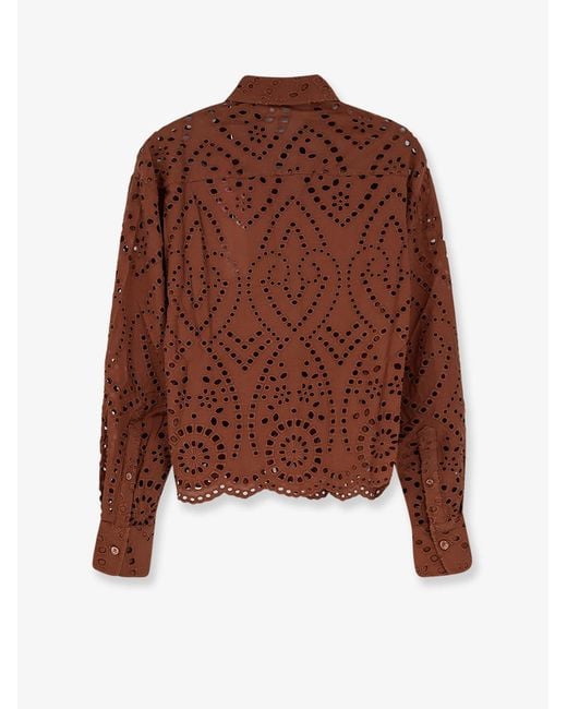 Mc2 Saint Barth Brown Shirt Sangallo Lace