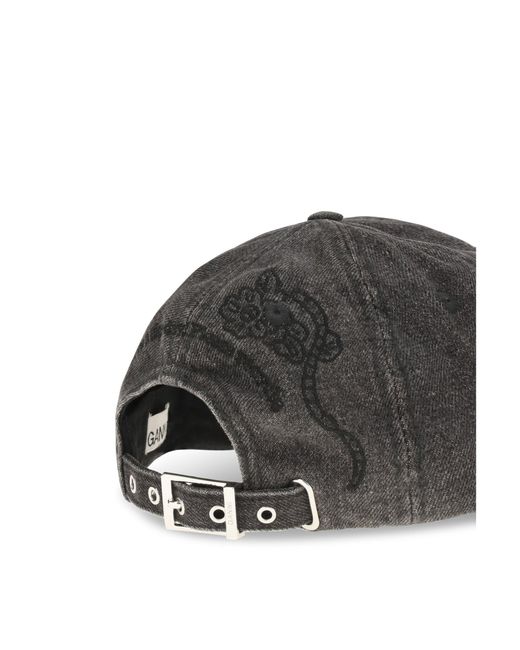 Ganni Gray Baseball Cap