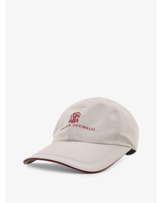 Brunello Cucinelli White Baseball Hat With Logo for men