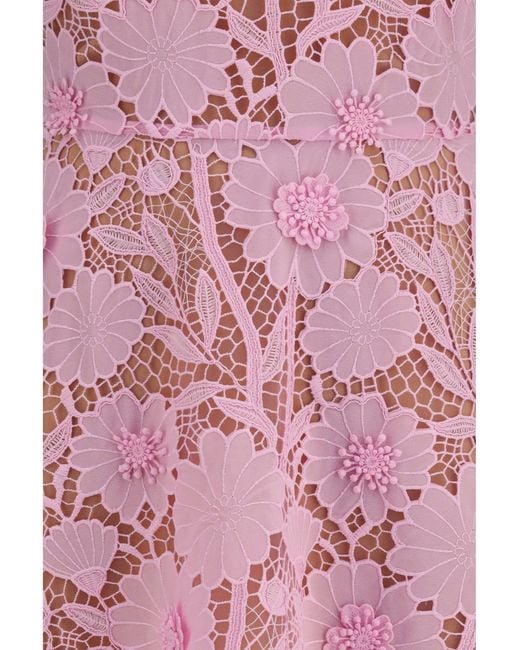 Self-Portrait Pink Short Lace Dress