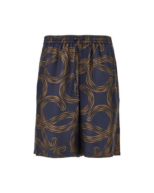 Loewe Gray Anagram Print Silk Shorts for men
