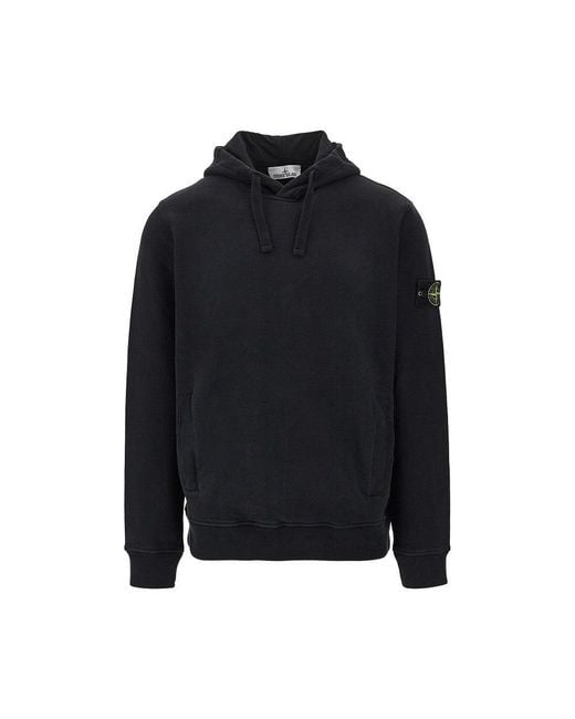 Stone Island Black Cotton Hoodie for men