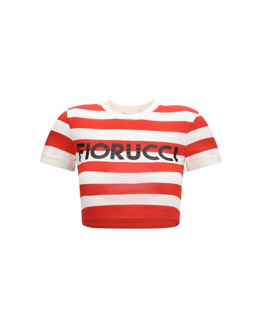 Fiorucci Red Striped T-Shirt With Logo
