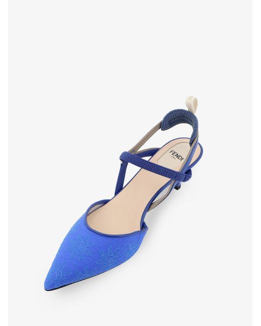 Fendi Blue Colibr㬠Lite Mesh And Leather Pumps