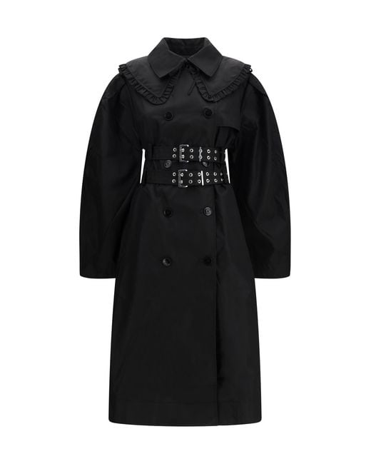 Ganni Black Belted Double-Breasted Coat