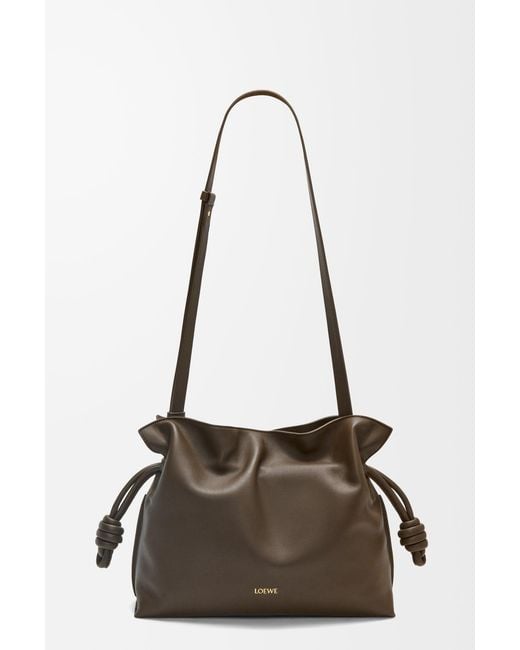 Loewe Brown Flamenco Medium Clutch With Chain Chocolate