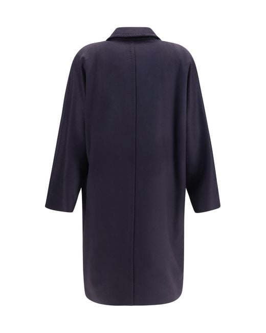 Max Mara Blue Double Breasted Wool Coat